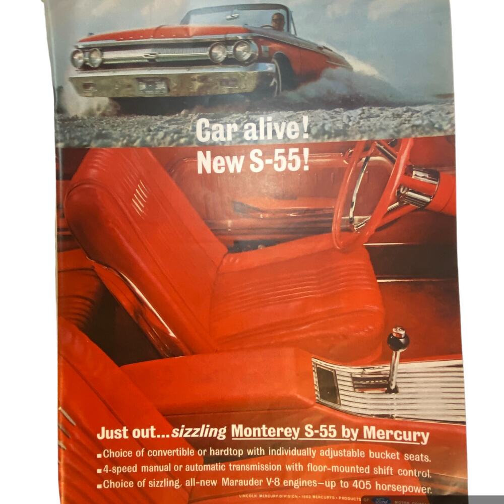 Vtg Color Mercury S55 Auto Print Ad Florida Orange Juice May 11 1962 Frame Ready